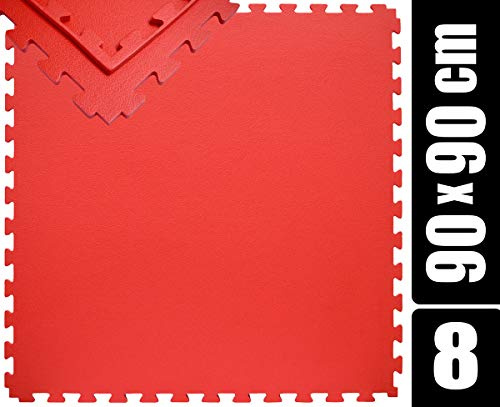 EYEPOWER 12mm dick: 0.8qm Bodenschutzmatte Fitness 90x90 - Home Gym Sportmatte Puzzle - Matte Crosstrainer Kraftstation Laufband Matte Ergometer Zubehör - Yoga Matte Hantel Zubehör Matte Gewichte