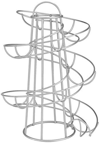 Portauova in ferro, design a spirale, salva spazio per la cucina, argento