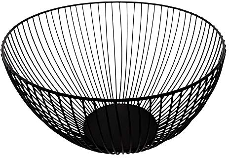SPRINGOS Schwarzer Obstkorb aus Metall, Obstschale Ø 25 cm, Metallschale für Gemüse, Drahtkorb für Lebensmittel, Runde Brötchenschale, Esszimmer, Küche, Aufbewahrung, industrial (Schwarz, 25 x 15 cm)