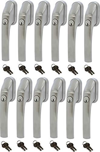 ABUS FG300 ER, abschließbarer Fenstergriff in Edelstahl-Optik, im Set 12 Stück alle gleichschließend AL0145 mit insgesamt 24 Schlüssel