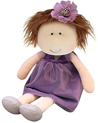Weiche Stoffpuppe Plüschpuppe für Kinder von 0-5 Jahren zum Spielen Kuscheln,mit Kleidung Haaren,Kinderspielzeug Geschenk Plüschtiere Puppe Doll Mädchen Plüschtier Plüsch Puppe Kuscheltier,Lila 35CM