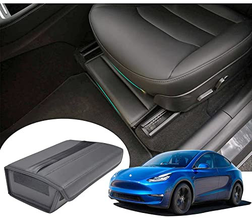 GAFAT Tesla Model Y 2021-2024 Organiser Shelves, Storage Box Made of PU Leather and Magic Sticker Inside, Under Seat for Main Driver & Passenger, Tesla Model Y 2024 Accessories