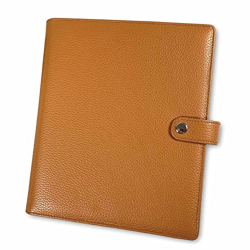 SinnWunder® Premium Ringplaner-Mappe mit 6 Ringen - nachfüllbar - aus geschmeidigem, italienischem Leder - Größe Din A5 - Farbe Cognac-Braun
