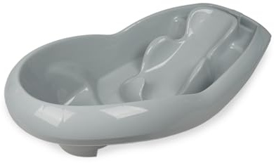 THERMOBABY - Baignoire LAGON - Bain de bébé - Légère - Compacte - De la naissance à 12 mois - Gris Charme - Fabriqué en France