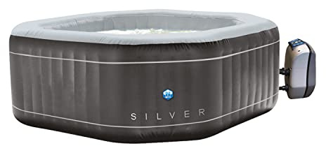 NETSPA - SPA Hinchable Octogonal SP-SLV155D - 5/6 Personas - Silver - 195x195x70Cm - Cubierta de PVC Laminado Hoja Aluminio - Liner Exterior PVC Laminado