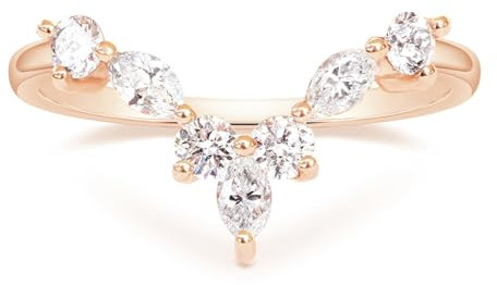 Mameloly Alliances pour femme Marquise et rond Empilable Oxyde de zirconium CZ V Forme courbé Bagues de fiançailles pour elle Taille 4-12, Pierre, Diamant blanc