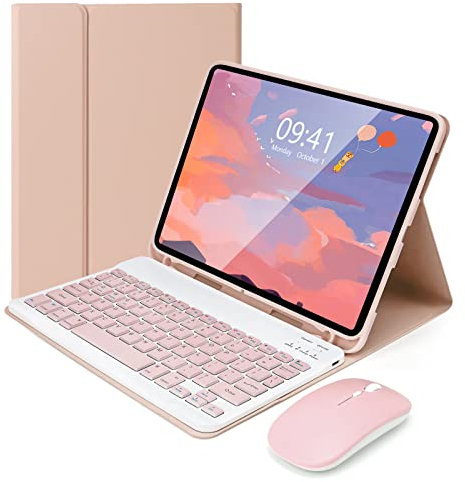 Lively Life Clavier Bluetooth avec souris pour iPad Air 11 (M3 2025/M2 2024) et Air 4e/5e génération et iPad Pro 11 (1ère/2e/3e/4e génération), housse de clavier amovible, disposition britannique