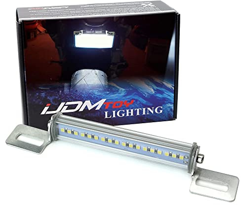 iJDMTOY Universal Fit Motorcycle License Plate Frame Mount w/Adjustable Angle Xenon White LED Illumination Light Bar, Compatible with Motorcycle, ATV, Dirt Bike, etc