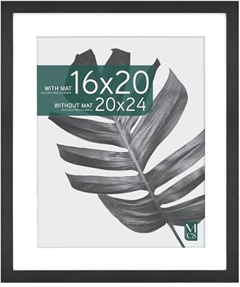 MCS Studio Gallery 20x24 Matted Poster Frame with 16x20 Picture Display, Black Woodgrain Engineered Wood Vertical & Horizontal Wall Hanging Large Picture Frame for Photos, Posters & Art Prints (1-Pack)