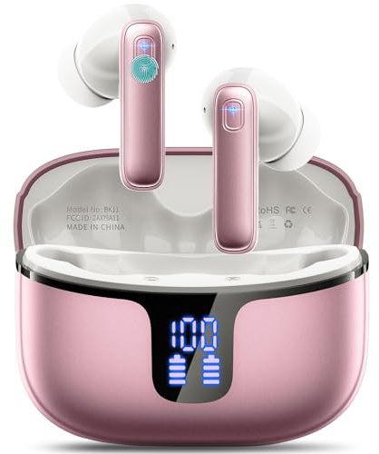 Cuffie Bluetooth, Renimer Auricolari Bluetooth 5.3 con Driver Dinamico 14.2mm Stereo, 4 ENC Mics Cancellazione Rumore Cuffie Wireless in Ear, 40 Ore Cuffiette, IP7 Impermeabile USB-C Cuffie Senza Fili