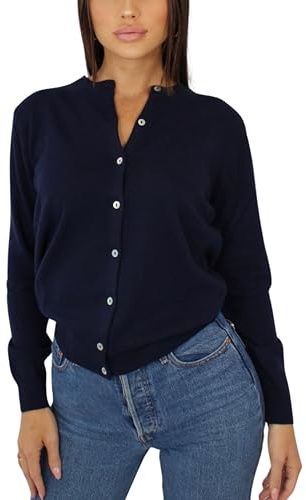 Win's - Chaleco de cachemira para mujer, fabricado en Italia, azul marino, S