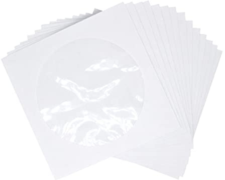 Holibanna 100pezzi Custodia CD Trasparente in Carta Sacchetto per Dvd e Video Finestra Confezione per Organizzare Dischi Bianchi