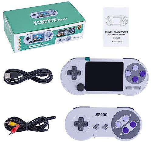 Data Frog SF2000 Dual-Player Plug & Play Video Games, Pre-installed 6,000 HD TV Games, 3-Inch Handheld Game Console with 1 Game Controller