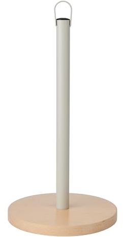 KitchenCraft Idilica Kitchen Roll Holder with FSC Beechwood Base, Round Free-Standing Paper Towel Holder for Kitchen Countertop, Fits Standard Kitchen Rolls, 31.5cm