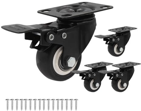 Lenkrollen Mit Bremse,4 Stück Möbelrollen,Schwerlastrollen,Transportrollen,Schwenkrollen Ohne Bremse,Ersatzrollen Für Möbel,Lenkrollen Für Möbel Für Wagen,4brakes-125mm(4.92in)