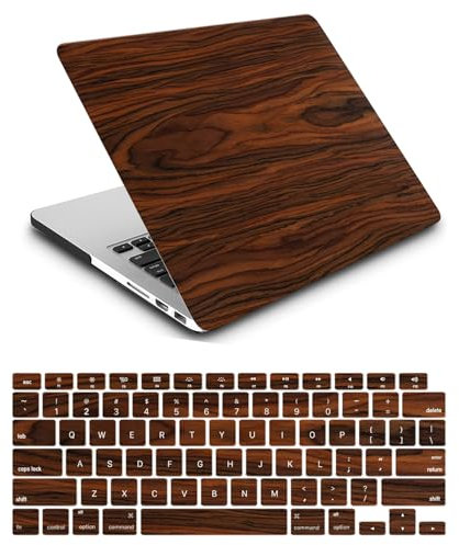 Hülle Kompatibel mit MacBook Pro 14 Zoll 2021/2023 A2442 A2779 A2918 A2992 M1/M2/M3 mit Touch ID, Plastik Schützend Hartschale Snap Case & Tastaturabdeckung für MacBook Pro 14 Zoll, Braunes Holz