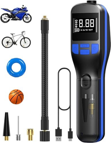 Behozel Elektrische Luftpumpe 5200mAh Akku 150PSI Tragbarer Kompressor für Fahrrad, Motorrad, Auto, Bälle - Digital LCD & LED Licht - Taschenlampe und Powerbank