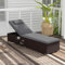 RELAX4LIFE PE Rattan Sun Lounger, Garden Chaise Lounge Bed Chair with 6-Level Adjustable Backrest, Cushion, Headrest and Folding Side Table, Outdoor Patio Wicker Recliner Chair Deck Sunbed (Grey)