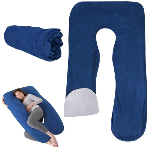 LEKEFETO Taie d'oreiller de Grossesse en Forme de U: Taie d'oreiller de Maternité en Coton Amovible en Forme de U, Housse de Rechange pour Adulte, Coussin d'allaitement pour Adulte, Lavable en