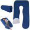 LEKEFETO Federa per cuscino gravidanza, a forma di U, in cotone rimovibile, a forma di U, per adulti, lavabile in lavatrice, 140 x 80 cm, blu scuro