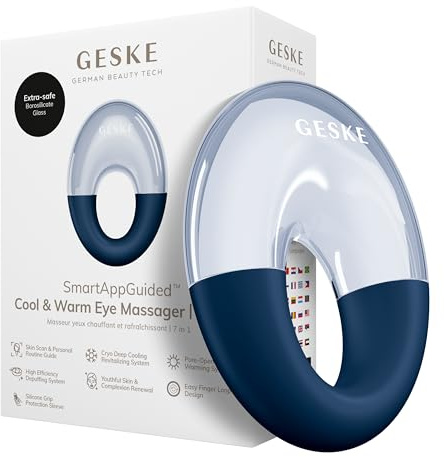GESKE Cool & Warm Eye Massager | 7-in-1 Augenmassagegerät | SmartAppGuided™ | Massagegerät für die Augen | Batterielose Wärme- & Kühltechnologie | Gegen Augenringe & Tränensäcke