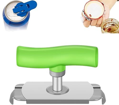 Deckelöffner,Dosenöffner Manuell,Glasöffner schraubdeckelöffner,flaschenöffner für senioren,für Familie, Picknick,Geschäft (Grün)