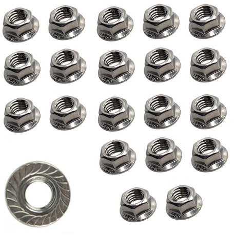 M6 Serrated Flange Nuts Marine Grade Style in A4 Stainless Steel 304 – Corrosion Resistant Fasteners (Pack of 20)