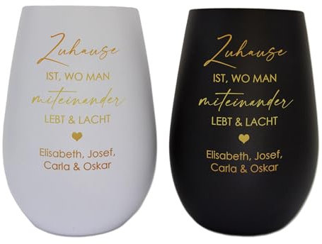 FEENSTAUB Windlicht personalisiert, Windlicht mit Gravur, Familien Deko, graviertes Glas mit Spruch, Teelichtglas mit Gravur, Eltern Geschenkidee, Kerzenglas Zuhause Miteinander