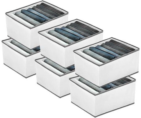 EASEVE 6 Stück Schrank Organizer Kleiderschrank Kleidung Aufbewahrung - 7 Fächer Faltbare Schubladen Ordnungssystem Kleider Aufbewahrungsbox für Hosen, Jeans, Hemden, Pullover, Shirt