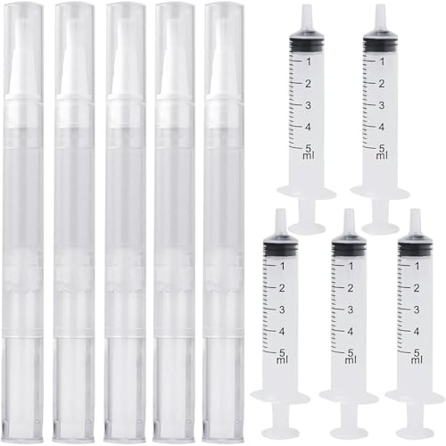 10 PCS Paint Touch up Pen Refillable Needle Tubes Furniture Paint Brush for Walls for Wooden Floor Furniture Cabinets Desk Window Touch up Paint Pen 3ml Transparent Tube