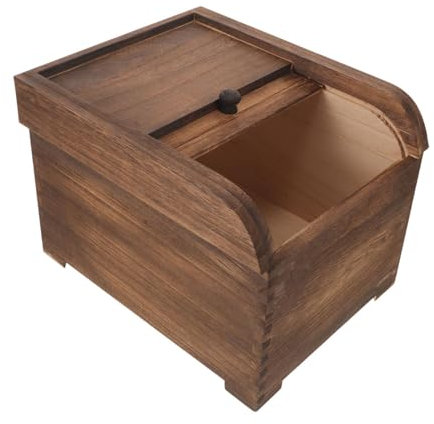 perfk Wooden Cereal Containers Storage, Rice Dispenser Dry Storage, Rice Container Box for Flour, Grains, Rice, Grains, Beans, Dark Brown