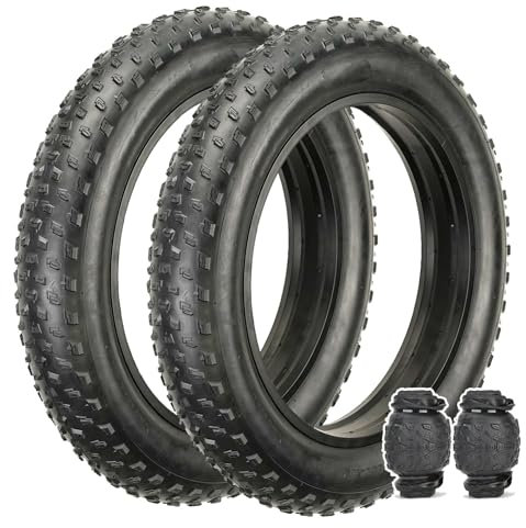 20 26 Zoll E-Bike Reifen Faltbare 60TPI Fett Fahrradreifen 20/26x3.0/4.0 Fat Fahrrad Mantel für Elektrofahrrad Reifen Kompatibel Wide Mountain Snow Bicycle(Black,2PC-20X4.0)