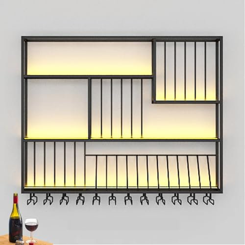 WXZXWXZX Botellero Vino Pared con Luz Vinoteca Mueble Bar Garrafeira Mini Bar Wine Rack Mueble Comedor Cocina para Salon Barra para Bar Sala de Estar y Cocina Despensa Bodega(39 * 47 * 8IN_STYLEA)