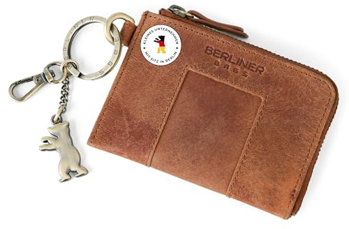Berliner Bags Porte-Monnaie Julian en Cuir RFID avec Porte-Clés - Marron
