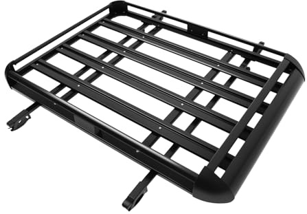 OUKANING Takbagagehållare, korg, 140 cm/160 cm – aluminium, takkorg, bagagehållare, bagagehållare, bagageutrymme upp till 150 kg, kan belastas med bil, takställ, korg, svart, universell takhållare