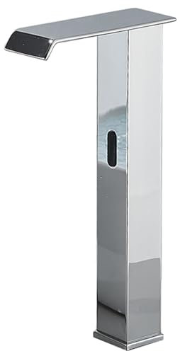 Sensor Taps for Wash Basin Waterfall Taps for Bathroom Basin Hot and Cold Bathroom Taps Infrared Basin Tap Brass Battery Powered,Chrome-A,Tall Basin Taps