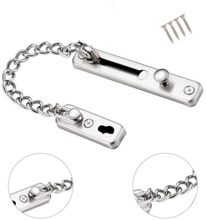 Safety Chain Door Lock Heavy Duty Latch Chain Door Lock with Spring Anti-Theft snap Lock, Stainless Steel Brushed Nickel,Safety Door Lock,Heavy Duty Door Chain Lock