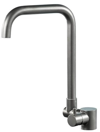 Grifo Cocina Abatibles para Ventana Grifos de Cocina Orificio Único Acero Inoxidable Agua Fría y Caliente Giratorio Griferia Abatible de Cocina-Gris