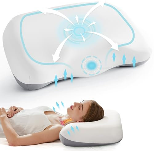 NOFFA Almohada Cervical Almohada Cervicales y Cuello Firmeza Ajustable Almohadas de Espuma Viscoelastica Ergonómico Soporte Cervical para Dormir 65 x 35 x 11.5 cm