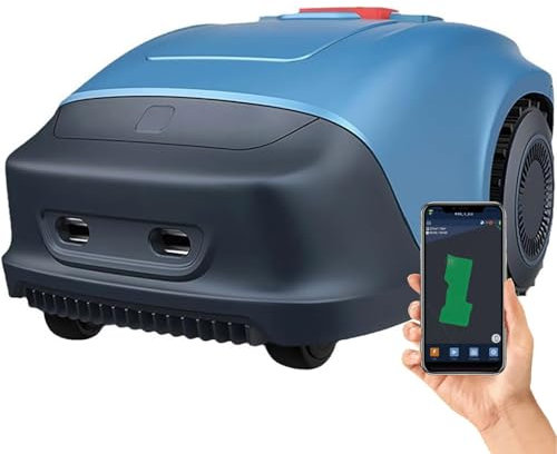 ZHLINGQ Robot Tondeuse Périphérique 1000 M², Robot Gazon avec Planification D'itinéraire GPS, Largeur De Coupe 18 cm, Hauteur 20-55 mm, Inclinaison 33%, Chargement Automatique, avec Station De Charge