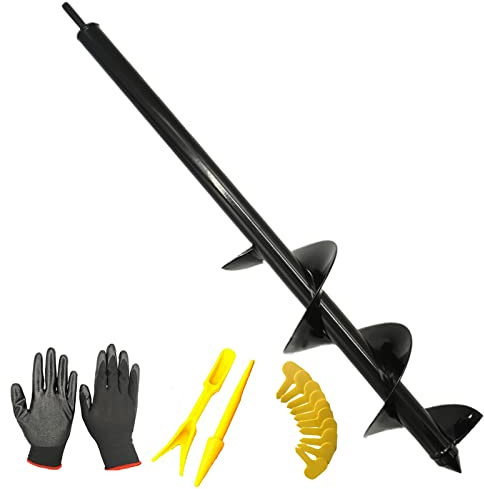 IHVBRHHM Foret hélicoïdal de Grande Taille pour la Plantation, Foret hélicoïdal de 4 x 24 Pouces pour Toute perceuse à entraînement Hexagonal, Foret hélicoïdal de Jardin pour Sable/Sol Humide/Sec