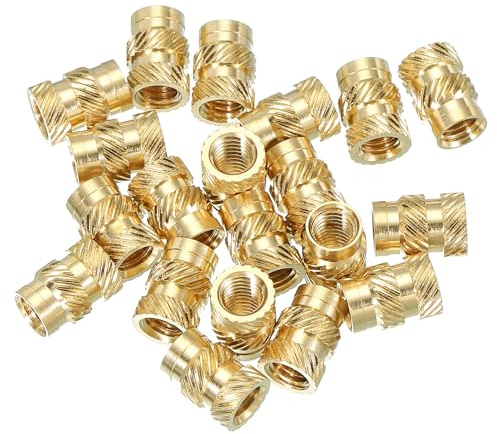 PATIKIL 20 Pzas Insertos roscados M5 M5x10x7mm para termoinsertado dorado | Insertos roscados hembra de latón, tuercas estriadas métricas, para incrustar en plástico componentes impresión 3D