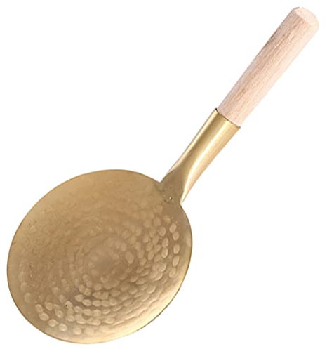 WATIIFUFU Cucchiaio per Servire Tofu in Rame 10 Cm, Mestolo da Cucina Multiuso Impugnatura Ergonomica Antiscivolo, Utensile Portatile per Uso Domestico e Ristoranti