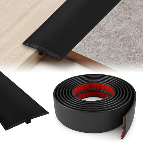YushengTai übergangsprofil, T Profil übergangsprofil Selbstklebend 5cm×3m, Türschwellen Leiste übergangsleiste Wird für Gelenke Zwischen Zwei Etagen Verwendet (Schwarz, 5cm×3m)