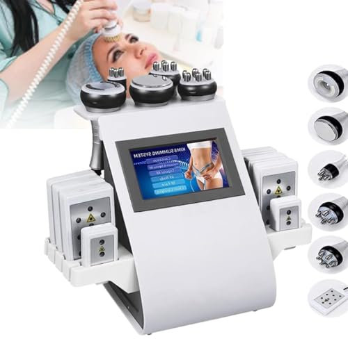 Apparecchio Corpo Multifunzione Elettrico Modellante 6 In 1, Dispositivo Multipolare Cavitazione Rf Vacuum Con 5 Testine Massaggianti Per Viso, Vita, Fianchi