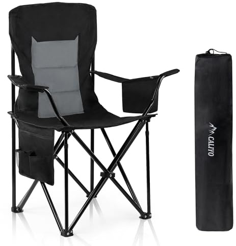 CALIYO Campingstuhl Faltbar klappstuhl Camping Stuhl Chair Sofa, Strandstuhl Faltbar Leicht Hoher Tragkraft von 120 kg, Angelstuhl Campingsessel Bequem für Reisen zu Hause und im Freien