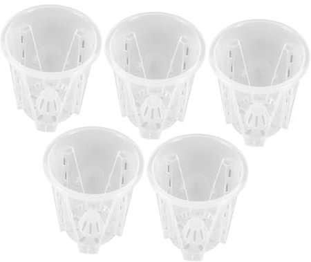 Happyyami Pots en Plastique Transparents Faciles à Nettoyer Lot de 5 pour Orchidées Trous de Drainage Jardinière Blanche pour Jardin et Intérieur