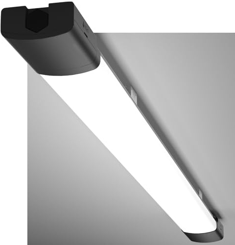 Modlicht LED Feuchtraumleuchte 90CM mit 30W 5000k Kaltlweiß 3350Lumen, Ultraslim Deckenleuchte Feuchtraum Flach Wasserfest IP65 Wannenleuchte Werkstattlampe für Keller Garage, Schwarz