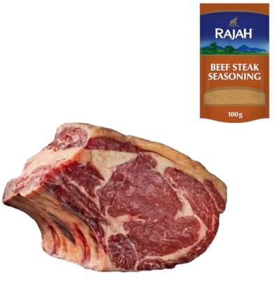 Beef Ribs 1kg with Rajah Beef Steak Seasoning – Fresh Ribs for Roasting & Grilling – Fresh Halal Meat Pack