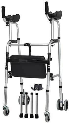 QHLMLL Mobility Walker Gehhilfe mit Rädern, Y-klappbarer Rollator mit Vier Rädern, S, leichte tragbare Toilette, Sicherheits-Gehhilfe für die Rehabilitation älterer Menschen mit Behinderungen, Hilf